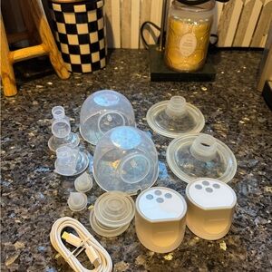 Electric Double Breast Pump Accessories Set in Clear/White